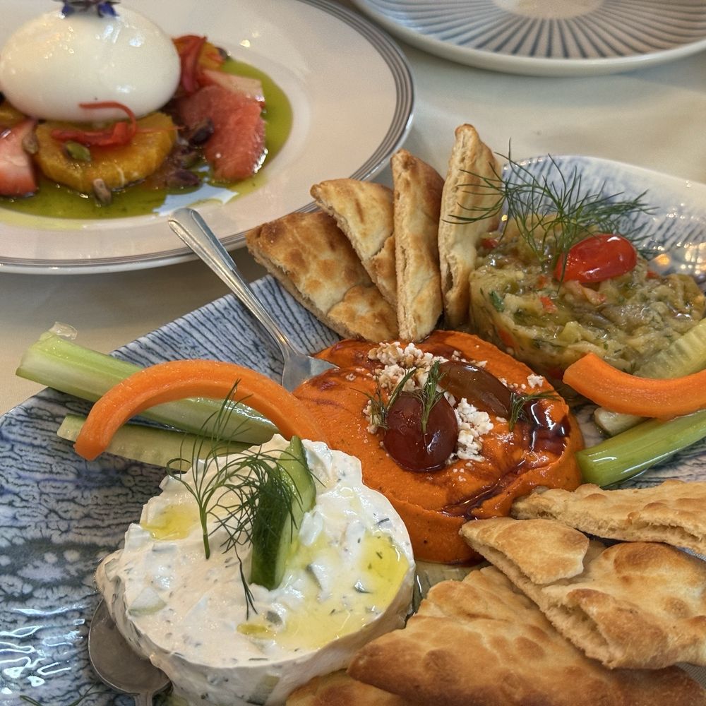 Elia - Pikilia combo of Tzatziki, Melitzana and Htipiti. - Mediterranean Near Me - Campbell, California