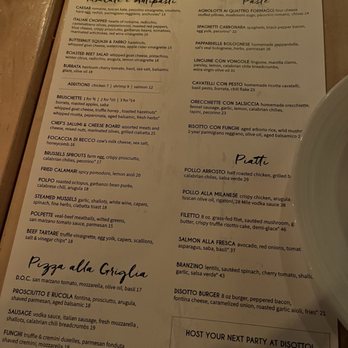 Disotto - Regular menu - Italian Near Me - Highwood, Illinois