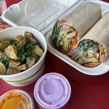 GastrobotEats - Chicken wrap and roasted potatoes - Salad Near Me - Los Angeles, California