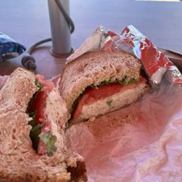 Chicken salad sandwich on wheat berry bread Chicken salad sandwich on wheat berry bread