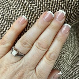 Short French tips with builder gel.