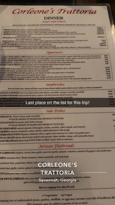 Menu photo 2 Corleone's Trattoria Savannah, GA
