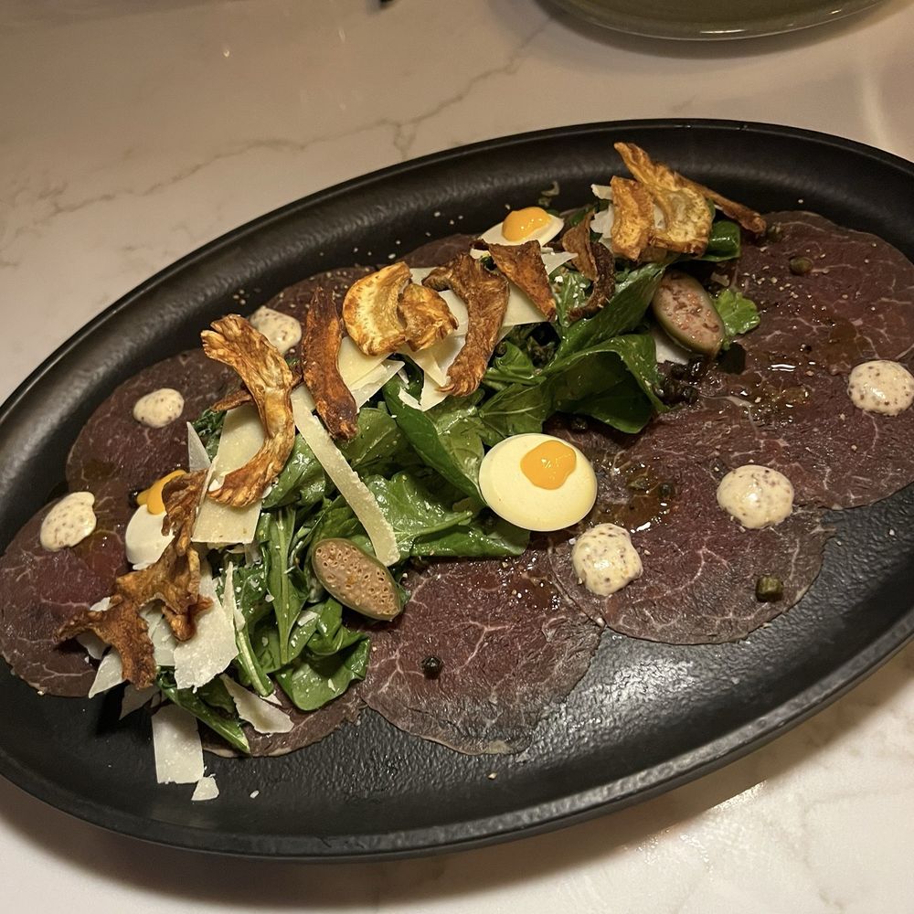Ramsay's Kitchen - Beef carpaccio - flavorful but kind of salty - New American Near Me - Las Vegas, Nevada Ramsay's Kitchen - Beef carpaccio - flavorful but kind of salty - New American Near Me - Las Vegas, Nevada