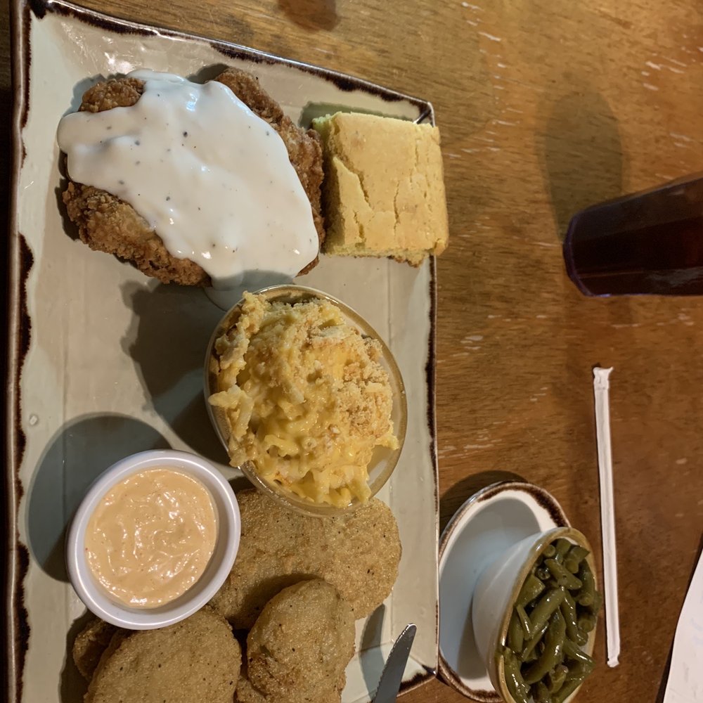 Back Home Restaurant - May appear small but filling! Chicken fried steak, hash brown casserole, greens beans, fried green tomatoes, & cornbread! - Comfort Food Near Me - Elizabethtown, Kentucky Back Home Restaurant - May appear small but filling! Chicken fried steak, hash brown casserole, greens beans, fried green tomatoes, & cornbread! - Comfort Food Near Me - Elizabethtown, Kentucky
