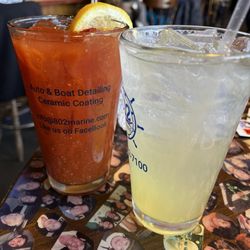 The Spanked Puppy - Spicy Bloody Mary and peach mimosa.