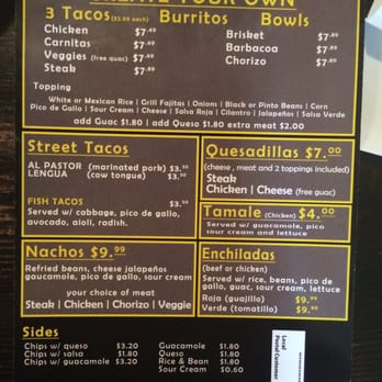 SOL Mexican Grill - The menu from the downstairs Taqueria - Mexican Near Me - Washington, DC, District of Columbia