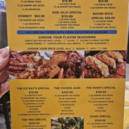 Specials menu Specials menu