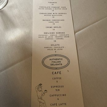 Emiliano Italian - Dessert menu - Italian Near Me - Wellington, Florida