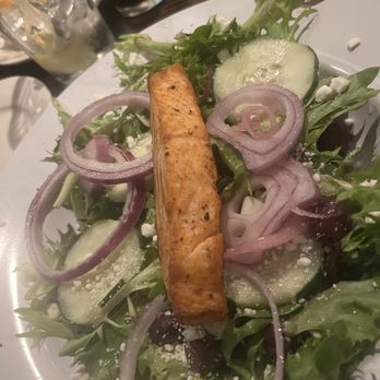 MacGregor's - Teensiest salmon "filet" (+$13) on my Greek Salad. - Seafood Near Me - Havre De Grace, Maryland