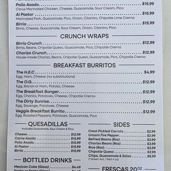 Crest Taco - Menu 11/25 - Breakfast & Brunch Near Me - San Diego, California