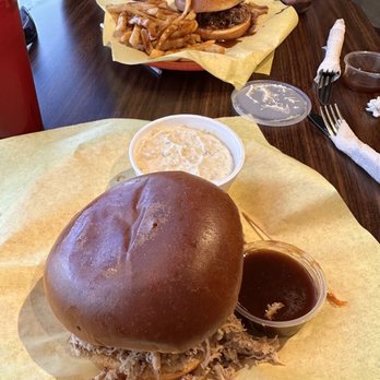 Jay's Southern Cafe - Pulled pork sandwich with potato salad & brisket sandwich with French fries - Southern Near Me - Alpine, California Jay's Southern Cafe - Pulled pork sandwich with potato salad & brisket sandwich with French fries - Southern Near Me - Alpine, California