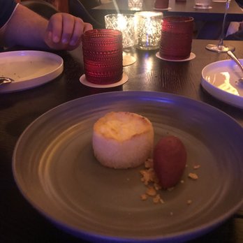 MAD - Manchego lava cake w super strong sorbet. I didn't care for the sorbet - Spanish Near Me - Houston, Texas MAD - Manchego lava cake w super strong sorbet. I didn't care for the sorbet - Spanish Near Me - Houston, Texas