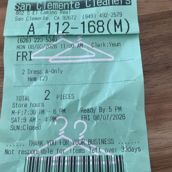 San Clemente Dry Cleaners - The well organised and informative slip from Sun - Dry Cleaning Near Me - San Clemente, California San Clemente Dry Cleaners - The well organised and informative slip from Sun - Dry Cleaning Near Me - San Clemente, California