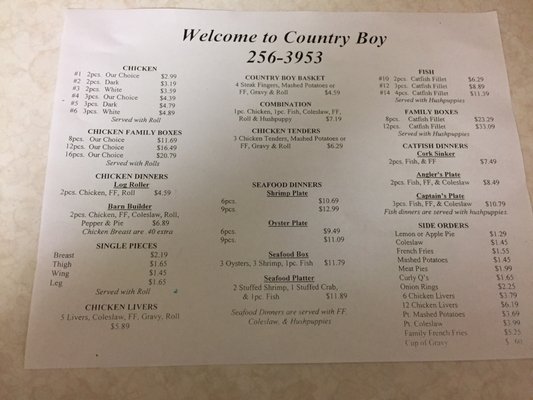 Menu photo 1 Country Boy Restaurant Many, LA Menu photo 1 Country Boy Restaurant Many, LA