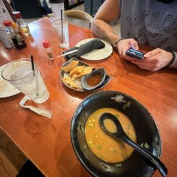 Spicy miso Ramen and Crab Rangoon Spicy miso Ramen and Crab Rangoon