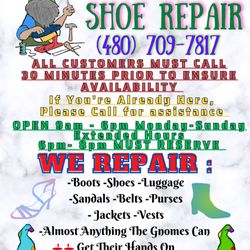 A Gnome's Shoe Repair - THEYRE ADVERTISING SAYS CALL. THE BAD REVIEWS ARE FALSE.
THIS HAS BEEN LISTED FOR OVER 4 YEARS TO CALL PRIOR.