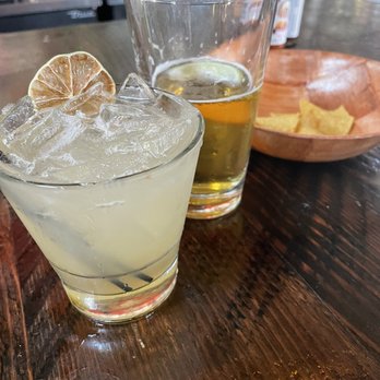 Red Star Taco Bar - Cadillac margarita & what was left of our house made tortilla chips - Mexican Near Me - Seattle, Washington Red Star Taco Bar - Cadillac margarita & what was left of our house made tortilla chips - Mexican Near Me - Seattle, Washington