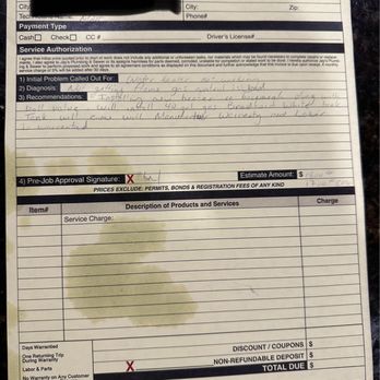 Jay's Plumbing Sewer And Excavating - BS work order when he came out to troubleshoot the hot water tank. - Plumbing Near Me Jay's Plumbing Sewer And Excavating - BS work order when he came out to troubleshoot the hot water tank. - Plumbing Near Me