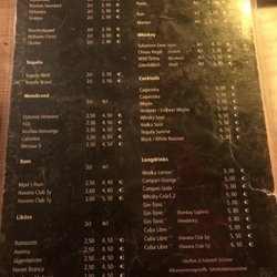 Drink menu, inexpensive