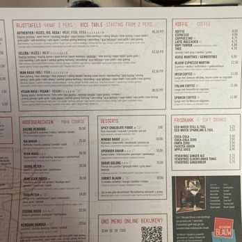 Blauw - Menu one - Indonesian Near Me - Amsterdam, New Hampshire