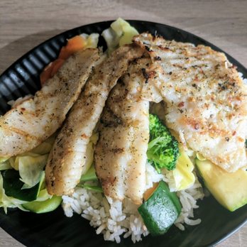 Fish's Wild - Tilapia bowl seasoned with garlic and butter. Includes steamed veggies. - Seafood Near Me - Cupertino, California Fish's Wild - Tilapia bowl seasoned with garlic and butter. Includes steamed veggies. - Seafood Near Me - Cupertino, California
