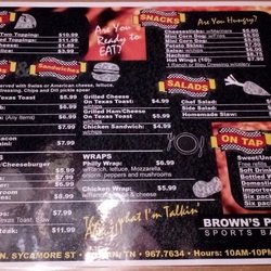Brown's Poolroom & Grill - Menu