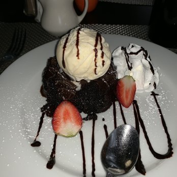 Rickenbacker Restaurant - Chocolate Lava Cake with Ice Cream - New American Near Me - Miami, Florida