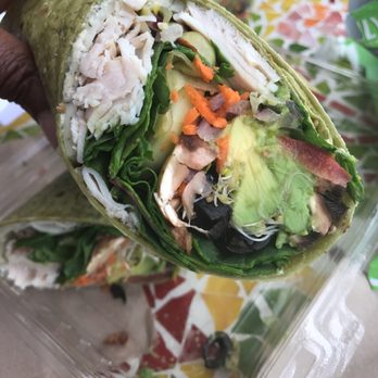 Organic Roots - Spinach wrap with turkey, garlic basil spread and all the veggies. Yummmy. - Health Markets Near Me - Temecula, California Organic Roots - Spinach wrap with turkey, garlic basil spread and all the veggies. Yummmy. - Health Markets Near Me - Temecula, California