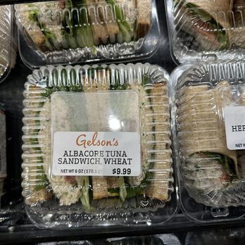Gelson's West LA - Lots of grab and go options. Here's a simple tuna sandwich on wheat OR you can get it as a wrap (on the right). - Grocery Near Me - Los Angeles, California