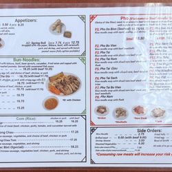 VN Pho - Current menu - 3/14/25