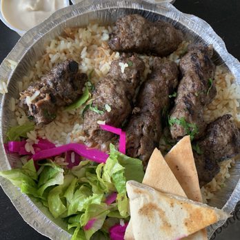Falafel Bites - Beef kofta over rice - Mediterranean Near Me - New York, New York Falafel Bites - Beef kofta over rice - Mediterranean Near Me - New York, New York