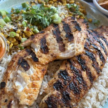 California Fish Grill - Wild Rockfish (Cajun style on the side) Fire Roasted Street Corn White Rice - Seafood Near Me - Redlands, California California Fish Grill - Wild Rockfish (Cajun style on the side) Fire Roasted Street Corn White Rice - Seafood Near Me - Redlands, California