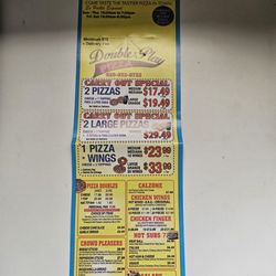 Double Play Pizza - Menu as of 8/28/25