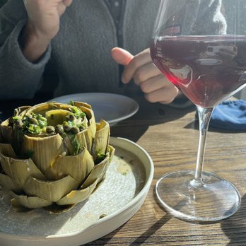 Foreigner - Artichoke starter with a glass of Pinot - Breakfast & Brunch Near Me - San Mateo, California Foreigner - Artichoke starter with a glass of Pinot - Breakfast & Brunch Near Me - San Mateo, California