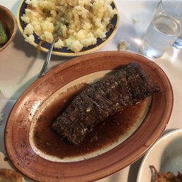 Photo of Sammy's Roumanian Steakhouse - New York, NY, United States. C- Mashed Potatoes with Greeven & Schmaltz and double Double Romanian Tenderloin