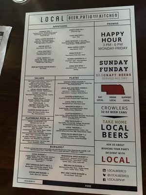 Menu photo 2 Local Beer, Patio, and Kitchen - Millard Omaha, NE
