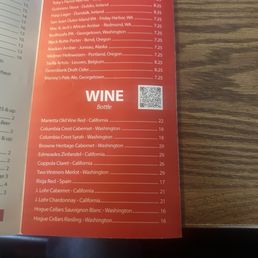 Beer and wine menu Beer and wine menu