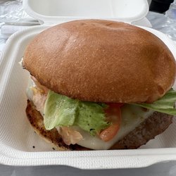 The Silo - Water Buffalo Burger with jalapeños and cheese in the burger, Monterey Jack cheese and a spicy aioli sauce