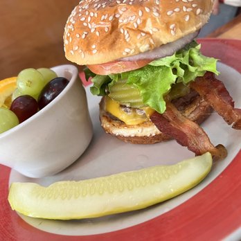 Mid Town Pub - Bacon cheeseburger and fresh fruit - American Near Me - Middleton, Wisconsin