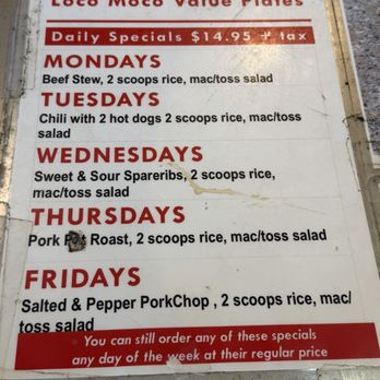 Loco Moco Drive Inn - Weekly specials - Hawaiian Near Me - Honolulu, Hawaii