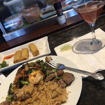 Sakura - Hibachi steak, spring rolls and raspberry martini - Sushi Bars Near Me - Pearland, Texas Sakura - Hibachi steak, spring rolls and raspberry martini - Sushi Bars Near Me - Pearland, Texas