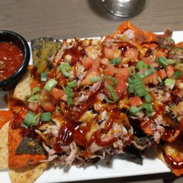 Bourbon BBQ pork nachos