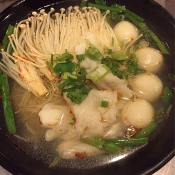 King Noodle - My soup adventure tonight: fish, fish balls, mushrooms, leeks, and bean sprouts in a hot and sour broth. - Noodles Near Me - Seattle, Washington