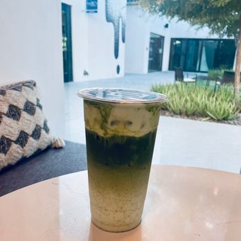 Cafe Mollie - Newest obsession: Pandan Matcha! Pandan milk, matcha shot, topped with Pandan cold foam! Yum. - Coffee & Tea Near Me - Phoenix, Arizona