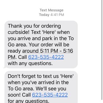 Chili's - Original order time. And time after we got our order at top. - American Near Me - Goodyear, Arizona