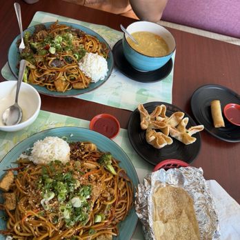 Mongolian BBQ - Lo mein noodle combo (comes with spring rolls and soup), cheese wontons, and sesame bread - Mongolian Near Me - Grand Terrace, California Mongolian BBQ - Lo mein noodle combo (comes with spring rolls and soup), cheese wontons, and sesame bread - Mongolian Near Me - Grand Terrace, California