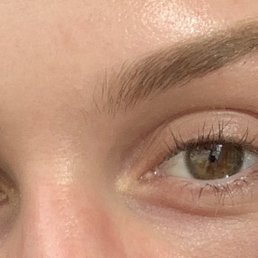 She cleaned gently to leave the product there and threaded around them. This is about 5 hours later.