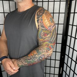 Pale Horse Tattoo - Full sleeve by Ricky Cogburn