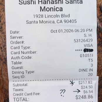 Sushi Hanashi - The bill & bad math - Sushi Bars Near Me - Santa Monica, California Sushi Hanashi - The bill & bad math - Sushi Bars Near Me - Santa Monica, California