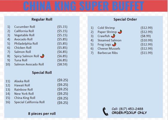 Menu photo 2 China King Super Buffet Mansfield, TX